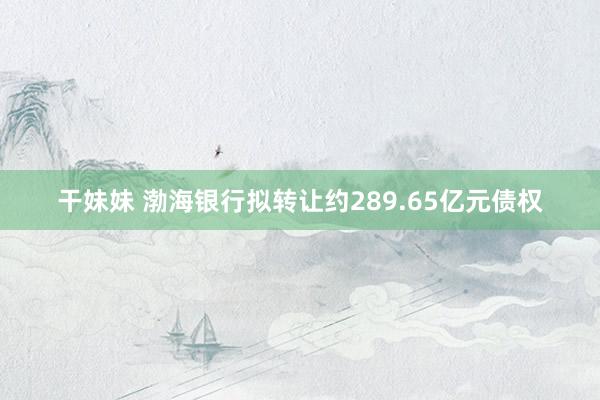 干妹妹 渤海银行拟转让约289.65亿元债权