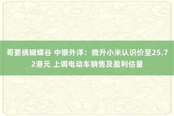 哥要搞蝴蝶谷 中银外洋：微升小米认识价至25.72港元 上调电动车销售及盈利估量