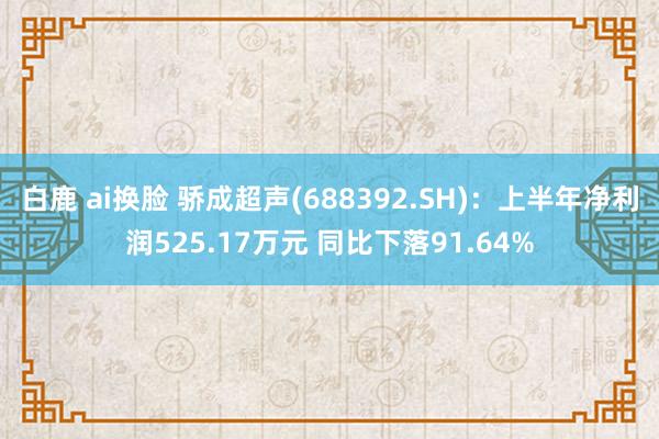 白鹿 ai换脸 骄成超声(688392.SH)：上半年净利润525.17万元 同比下落91.64%