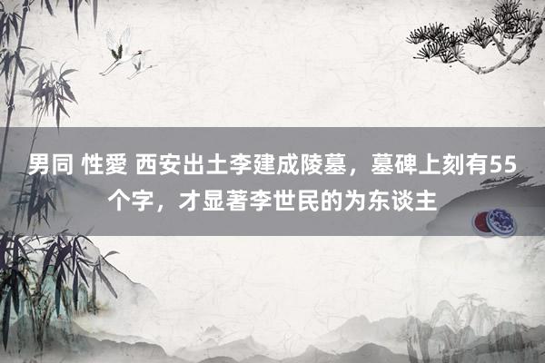 男同 性愛 西安出土李建成陵墓，墓碑上刻有55个字，才显著李世民的为东谈主